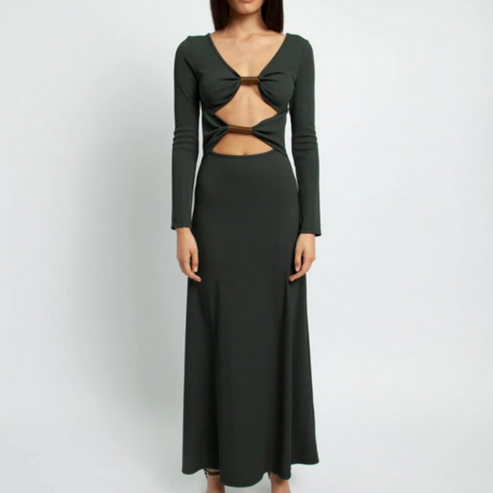 NWT Christopher Esber Double Coiled Disconnect Long Sleeve Dress AUS 8/US 4/6